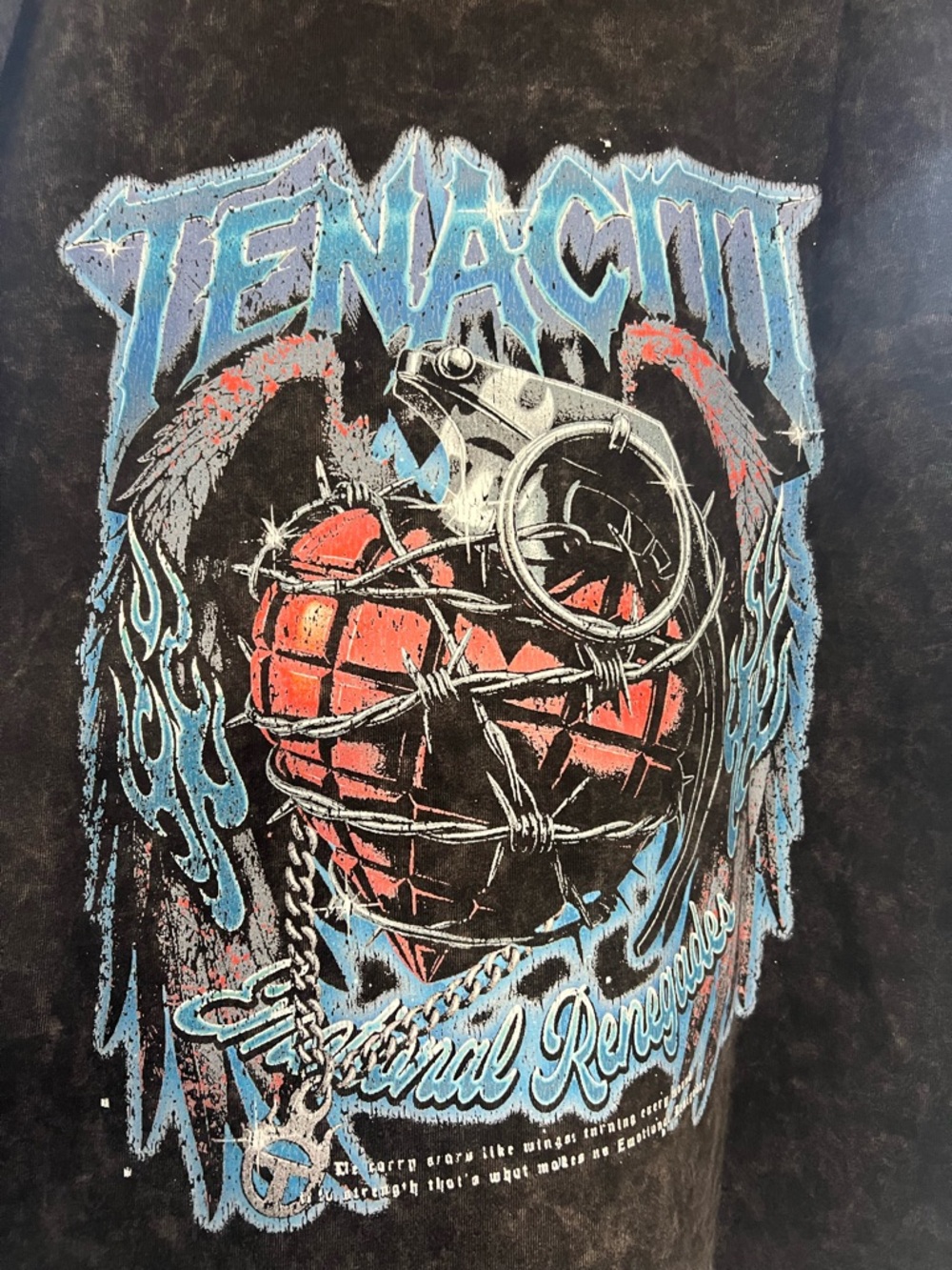 Men's Short Sleeve Graphic Tee - Black with Red & Blue Print